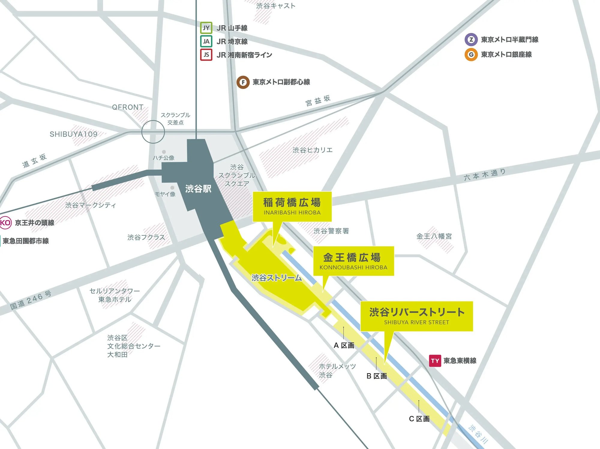 マップ・地図│渋谷ストリーム 稲荷橋広場・金王橋広場・渋谷リバーストリート